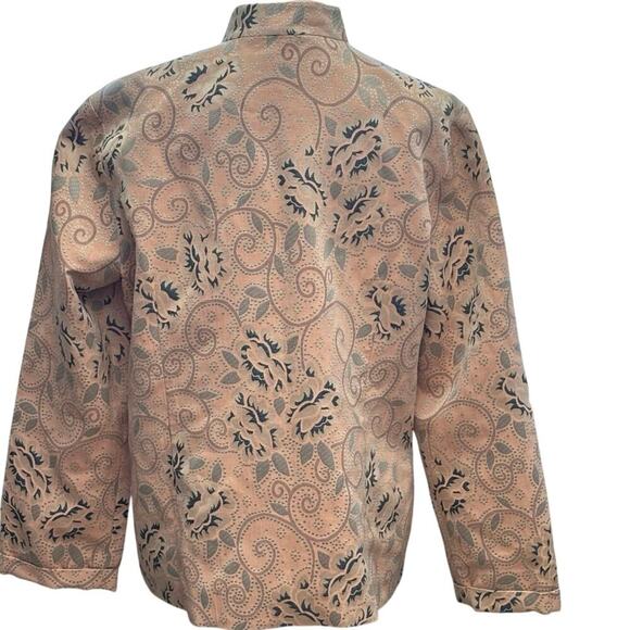 ORVIS Sz Med Floral Swirls Embroidered Pearl Button Mandarin Collar BlazerJacket - Picture 2 of 9